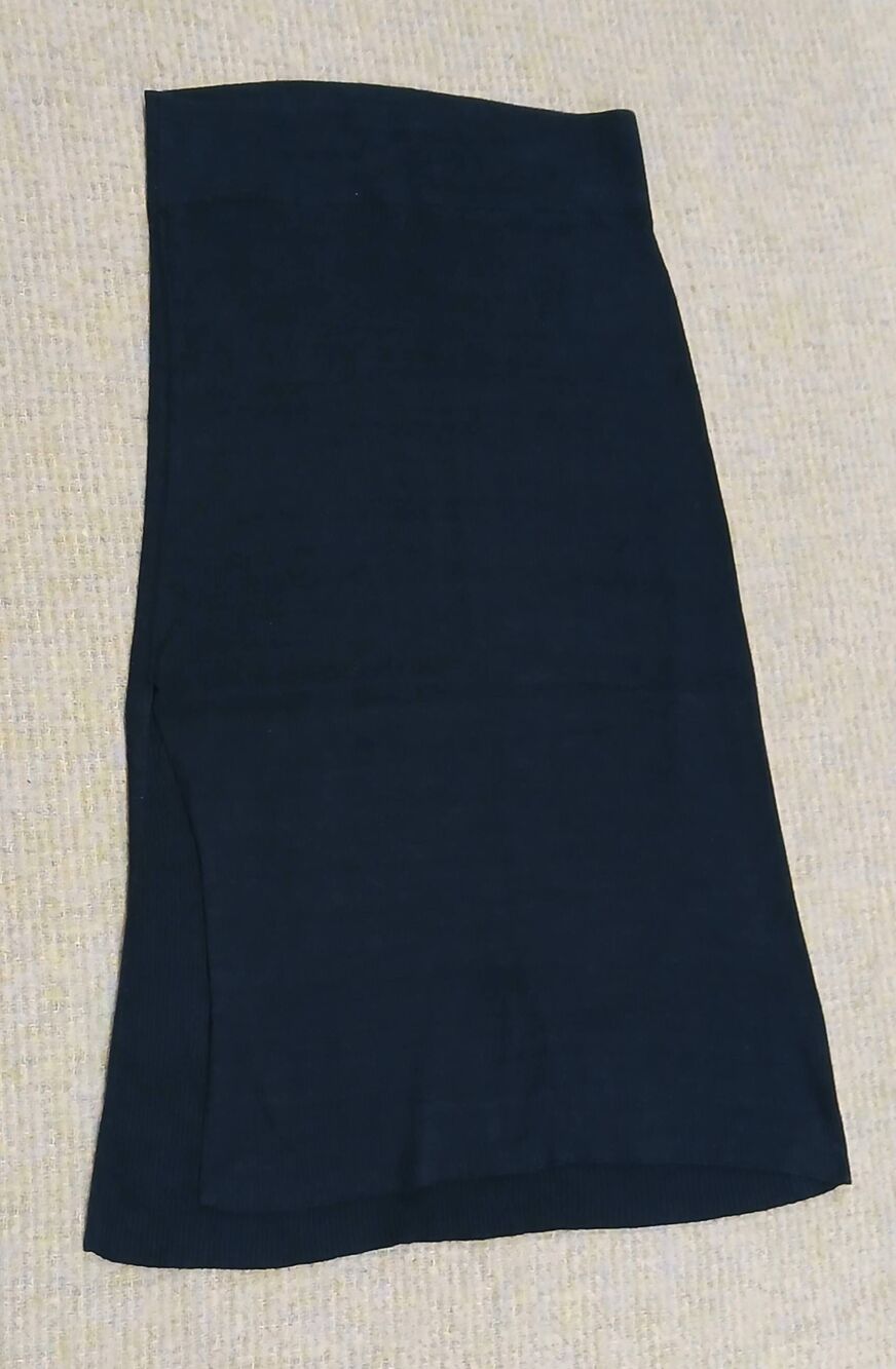 Free People womens medium maxi skirt black with side split viscose cotton knit